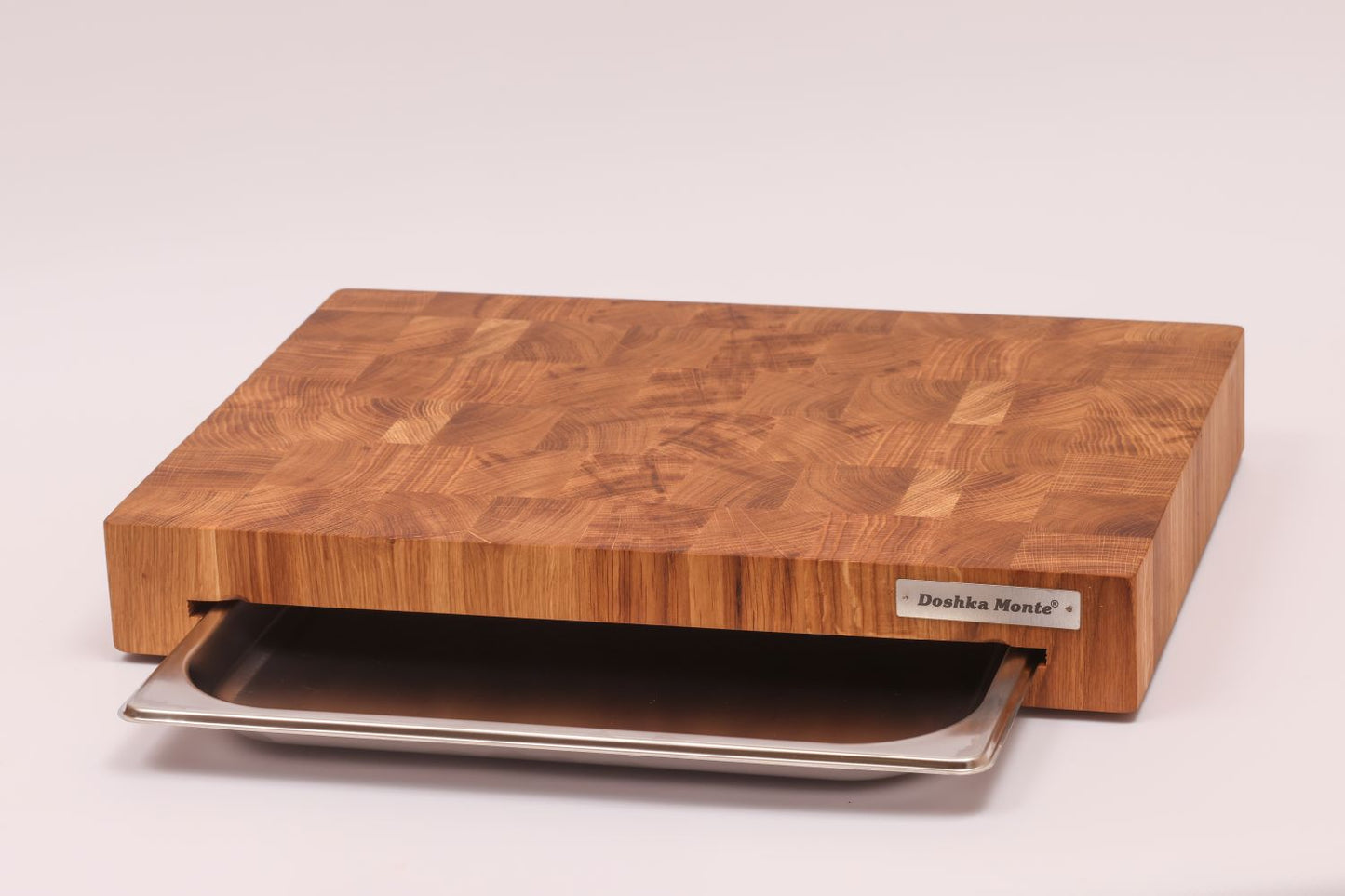 Cutting Board Doshka Monte Oak+Ash Grain with Stainless Steel Drawer