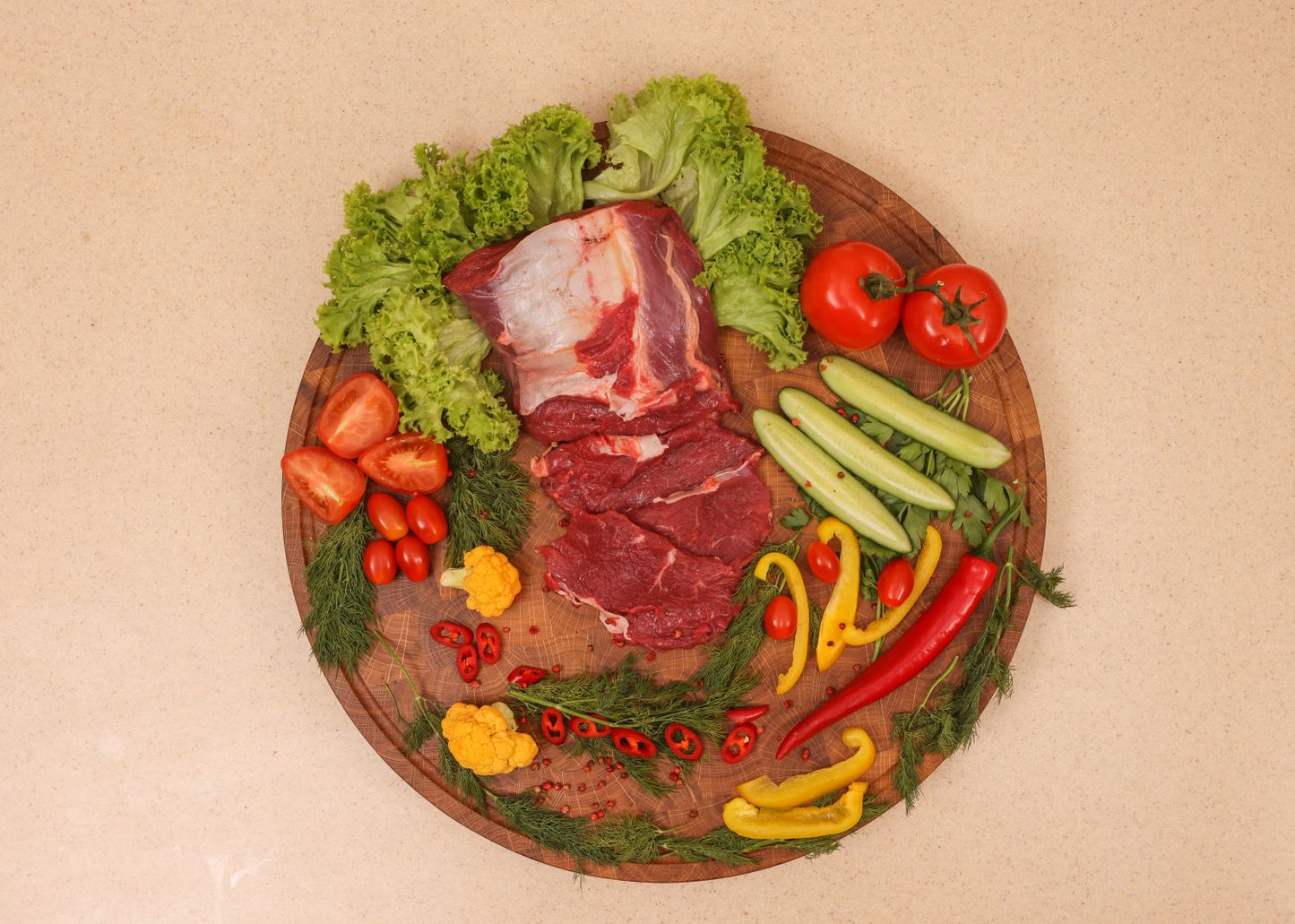 Cutting Board Doshka Monte Oak Grain Round