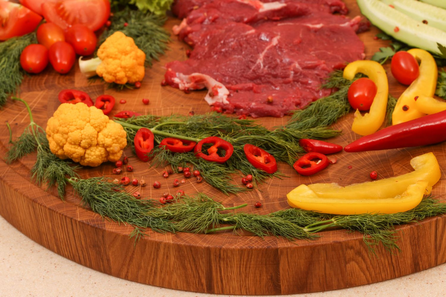Cutting Board Doshka Monte Oak Grain Round