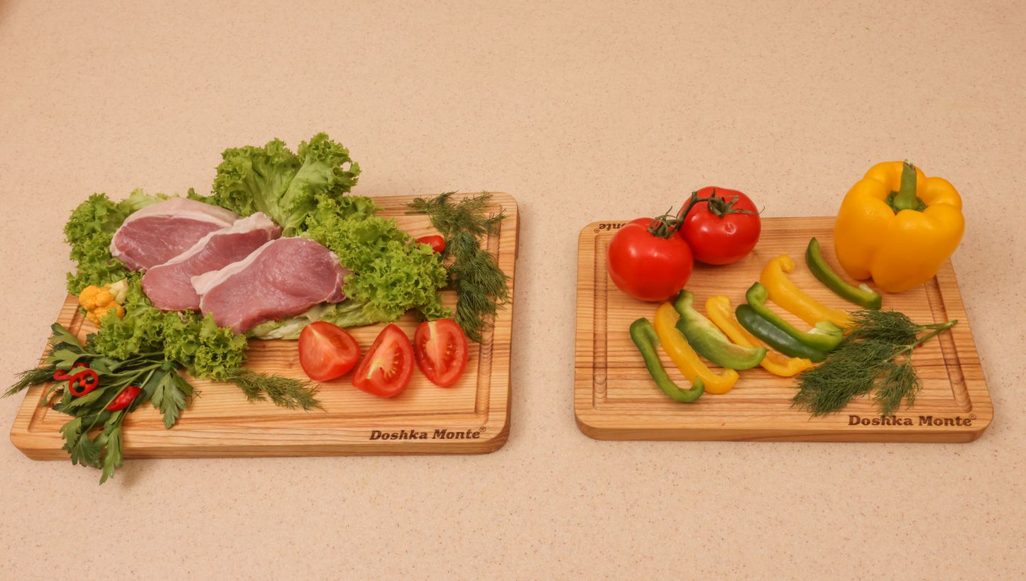 Sets of ash wooden boards with knife holder