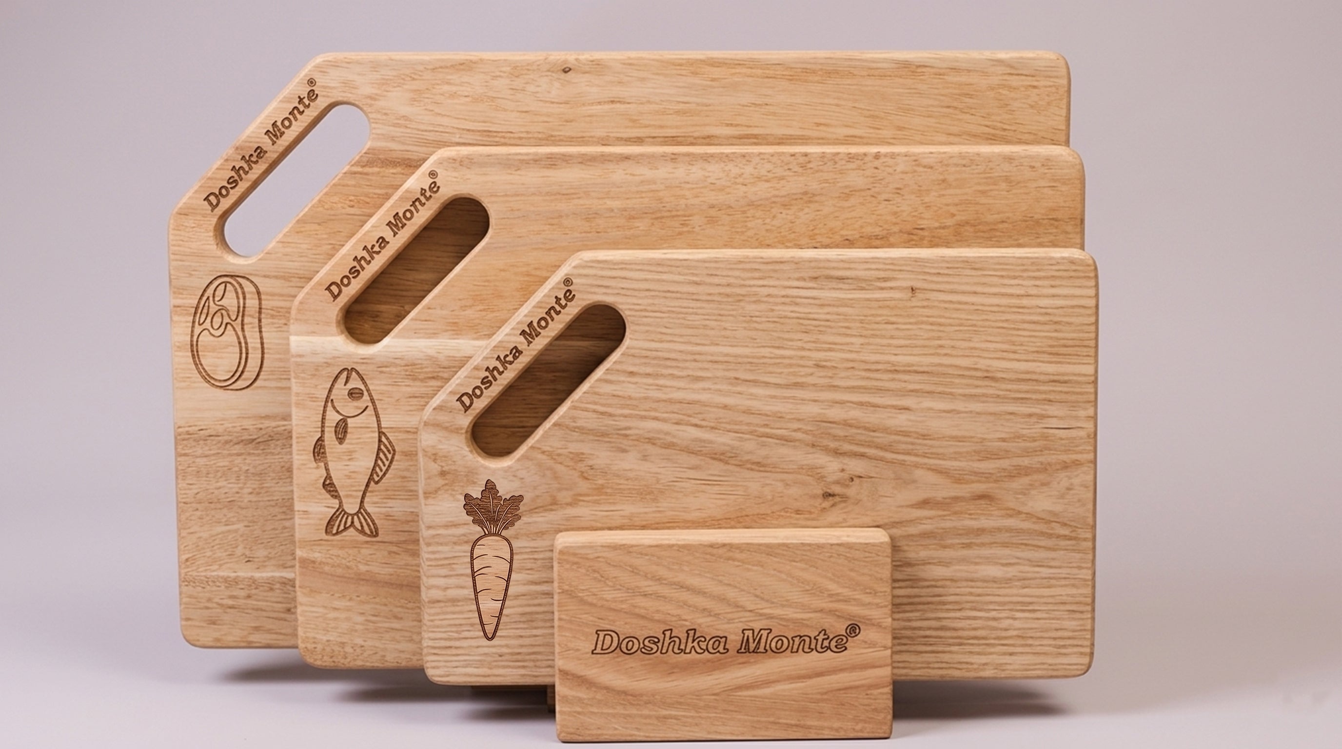 Premium Ash Cutting Board Set – 3 Engraved Boards with Stand